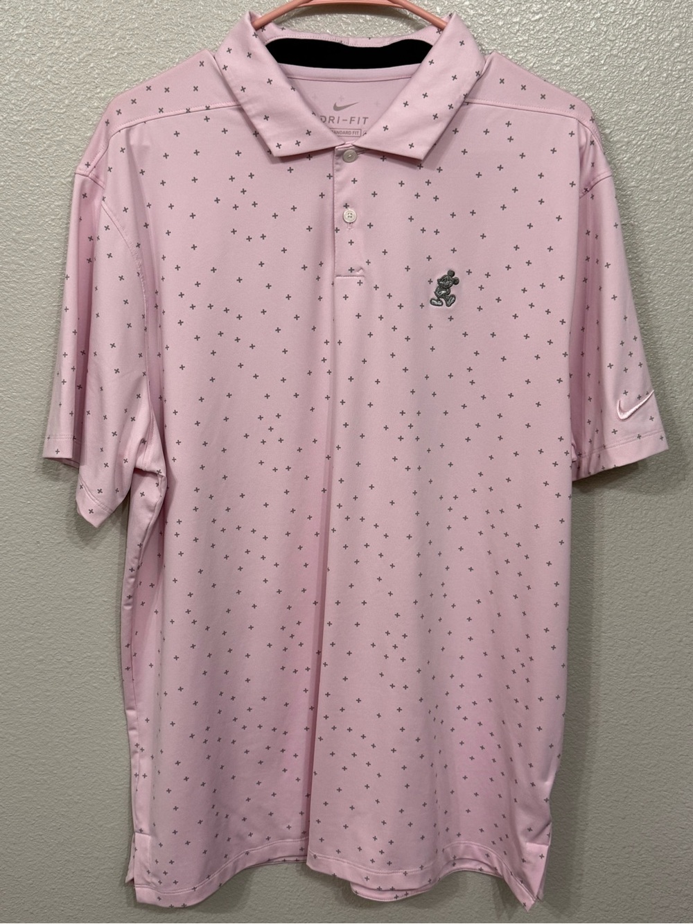 Nike Dri-Fit Disney Parks Mickey Pink Cross Polo L
